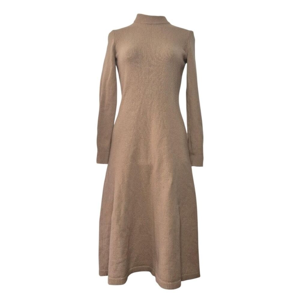 Lauren Ralph Lauren Tan Wool Blend Fit and Flare Dress Size Small Petite